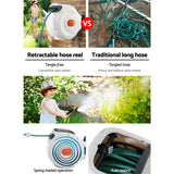 Greenfingers 10M Wall-Mounted Automatic Hose Reel with Versatile Spray Gun - Effortless Garden Watering Solution - 45-Degree Angle