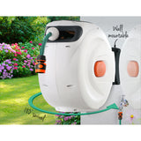 Greenfingers 10M Wall-Mounted Automatic Hose Reel with Versatile Spray Gun - Effortless Garden Watering Solution - Rear View