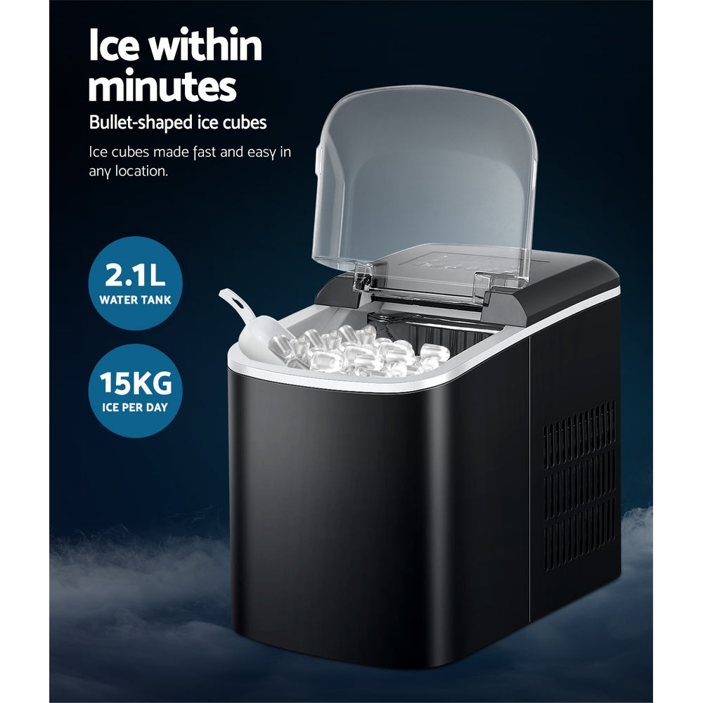 Portable 2.1L Commercial Ice Maker - Countertop Ice Cube Machine for Bars and Parties