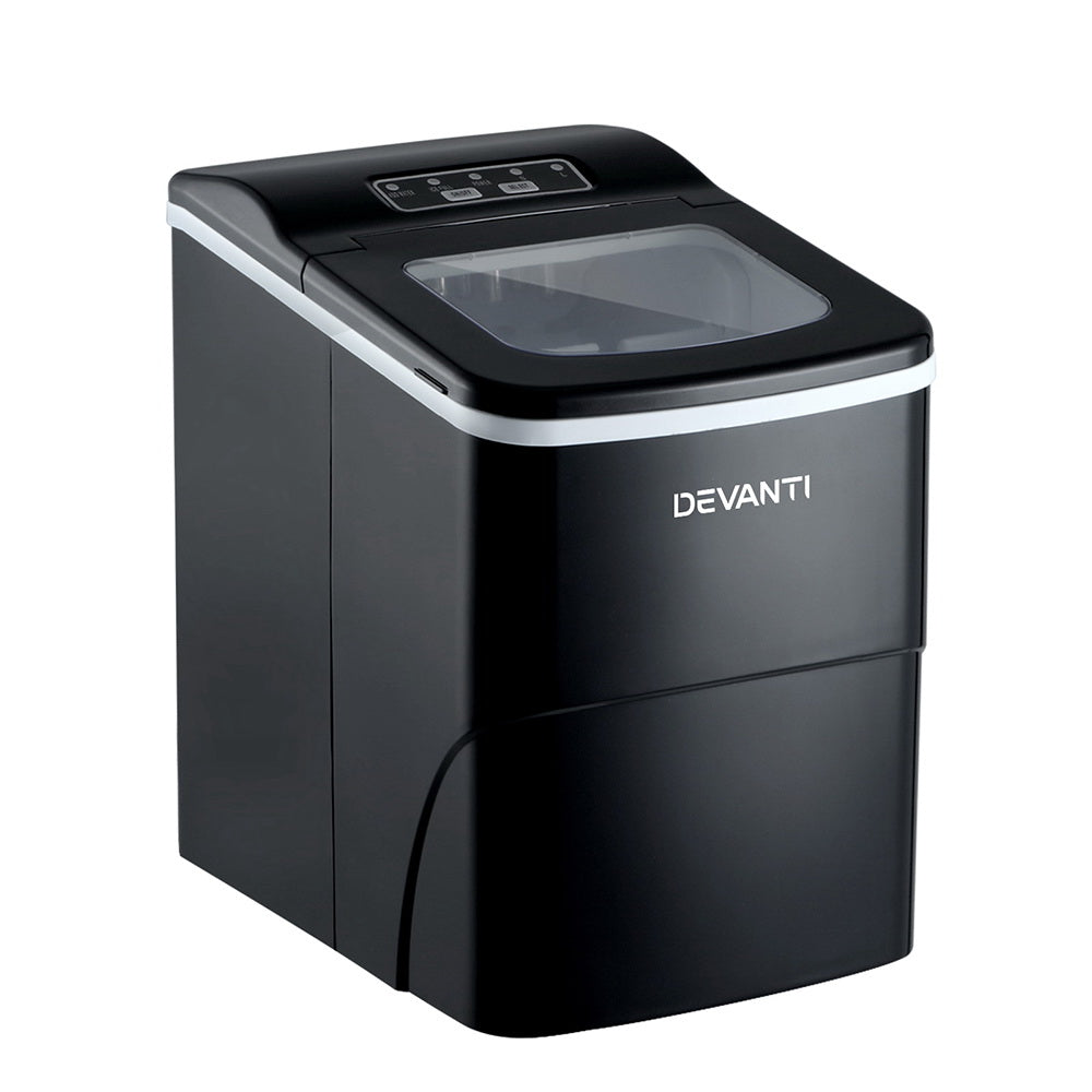 DEVANTi Compact Ice Cube Maker Machine - Quick & Easy 2L Portable Bar Ice Maker in Black