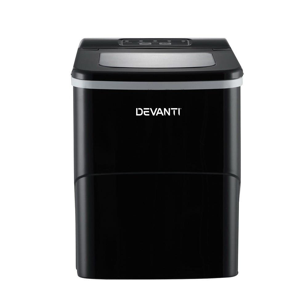 DEVANTi Compact Ice Cube Maker Machine - Quick & Easy 2L Portable Bar Ice Maker in Black