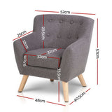 Grey Linen Kids Armchair - Stylish Nordic Lounge Seat for Children's Rooms