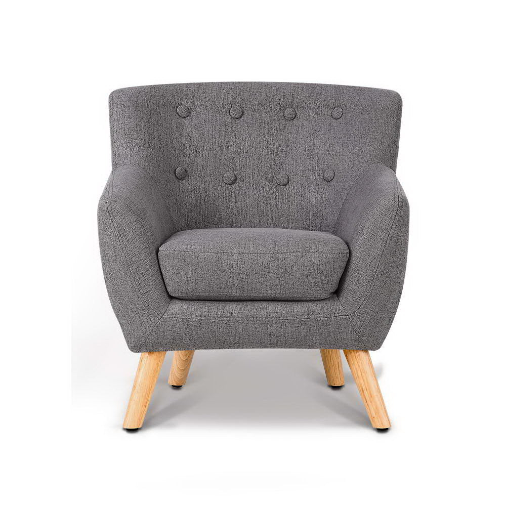 Grey Linen Kids Armchair - Stylish Nordic Lounge Seat for Children's Rooms