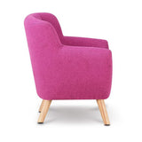 Pink Linen Kids Armchair - Nordic French Style Lounge Couch for Children's Room