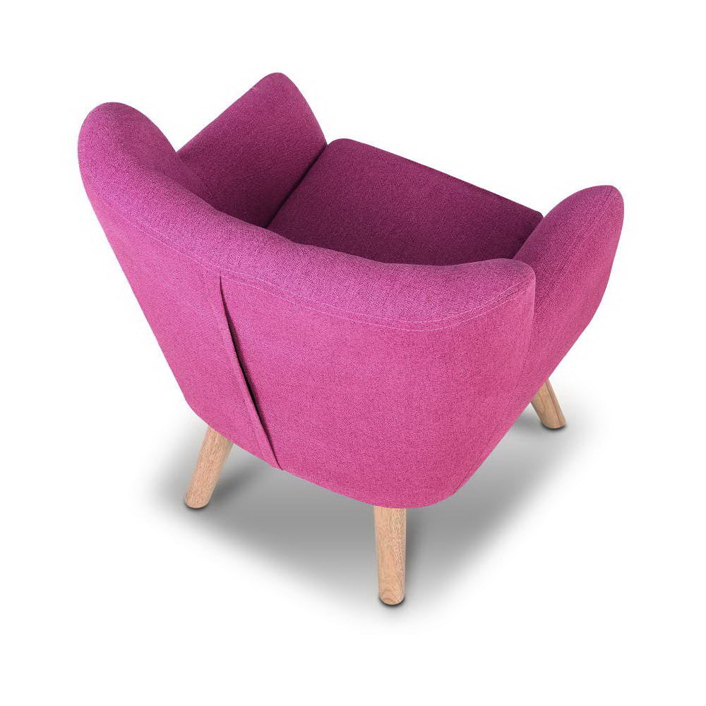 Pink Linen Kids Armchair - Nordic French Style Lounge Couch for Children's Room