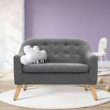 Children's Grey Fabric Armchair - Keezi Kids Lounge Chair with Padded Seat and Tufted Backrest - Close-Up Angle