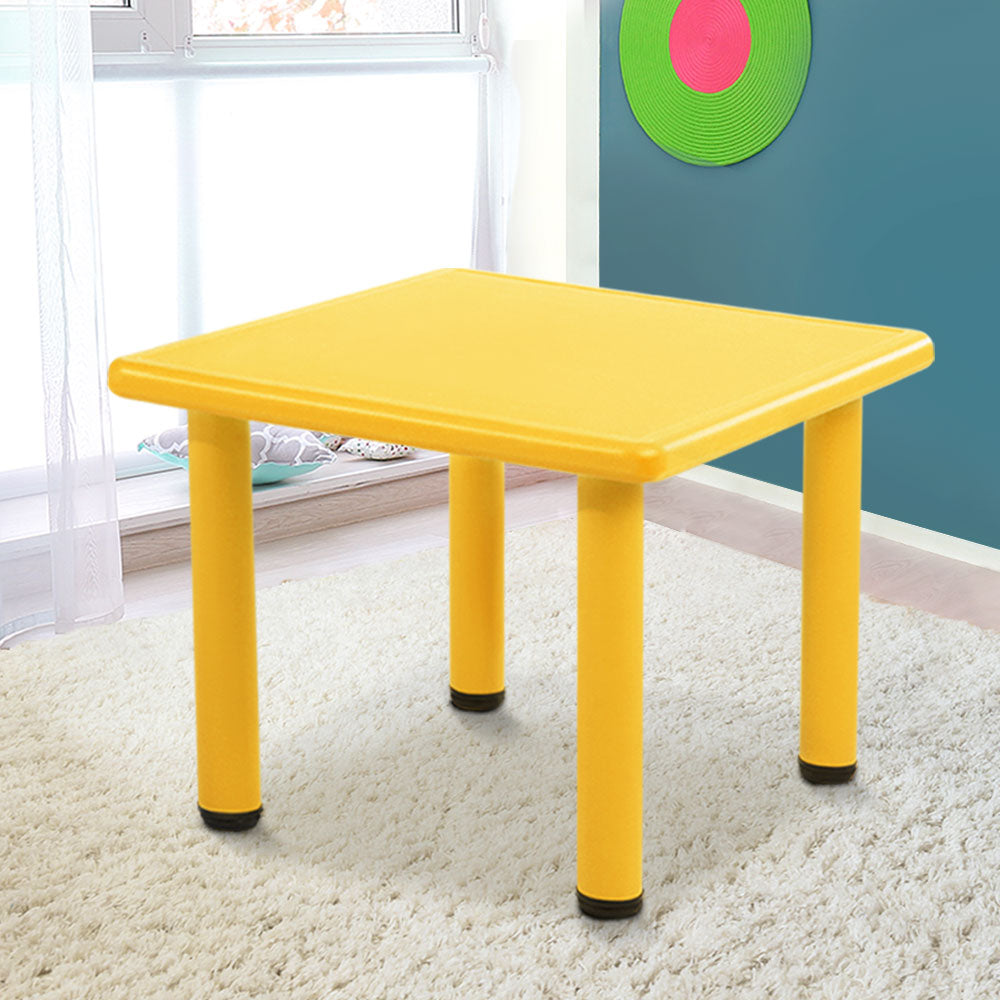 Children's Yellow Adjustable HDPE Plastic Play Table with Steel Frame - 60x60cm