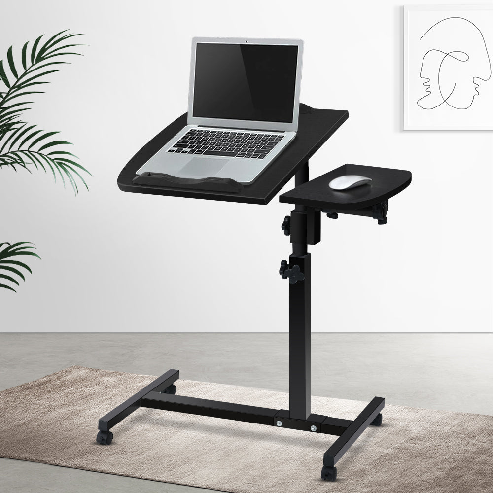 Adjustable Mobile Laptop Desk with USB Fan - Black