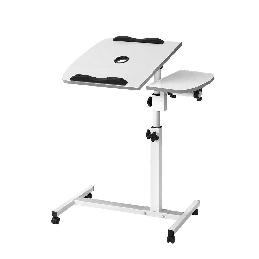 Adjustable Mobile Laptop Desk with USB Cooling Fan - White