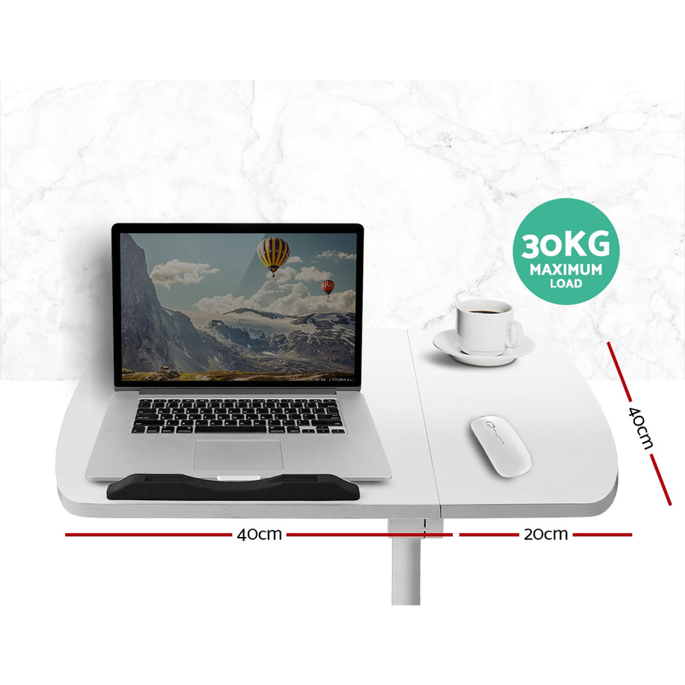 Adjustable Mobile Laptop Desk with USB Cooling Fan - White