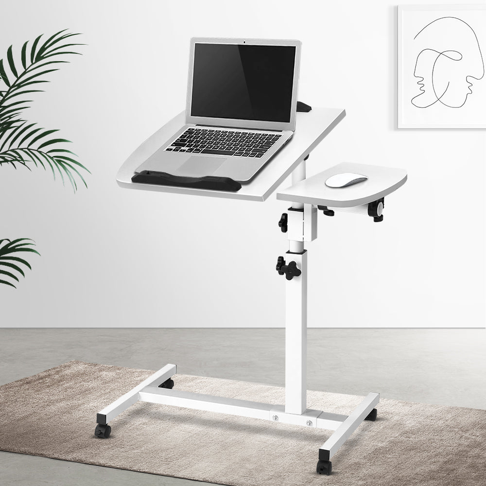 Adjustable Mobile Laptop Desk with USB Cooling Fan - White