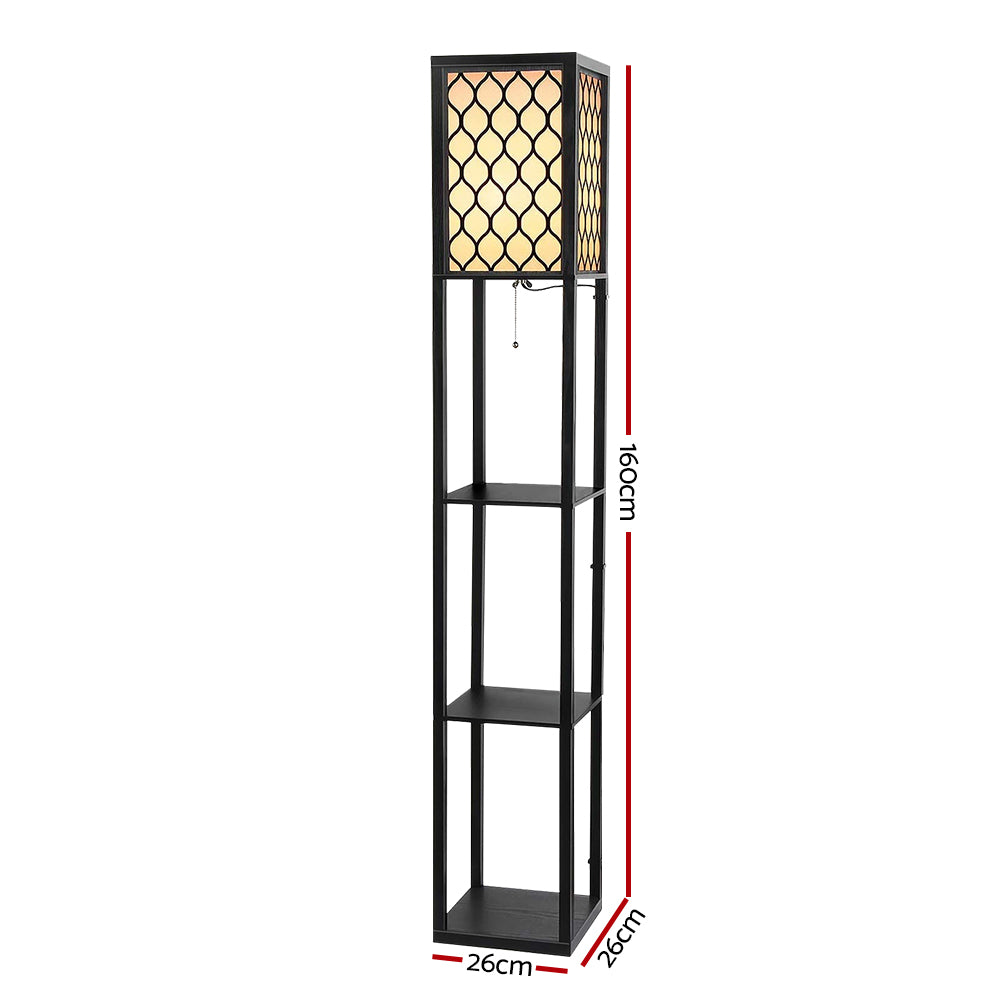 Vintage Artiss Floor Lamp with Storage Shelves – LED Reading Light for Bedroom and Living Room