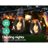 Festive 38m Connectable Festoon String Lights with 40 LED Bulbs for Weddings and Outdoor Events - Side View