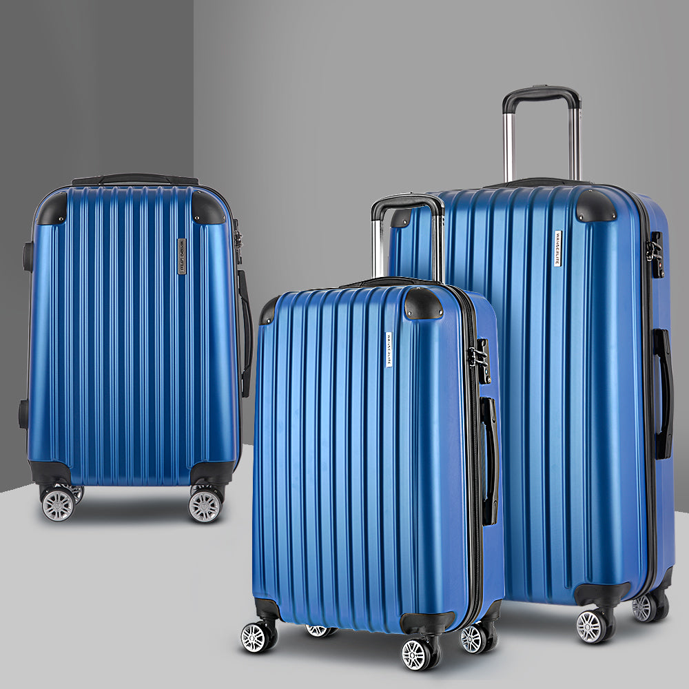 Wanderlite Blue 3-Piece Lightweight Hard Shell Suitcase Set