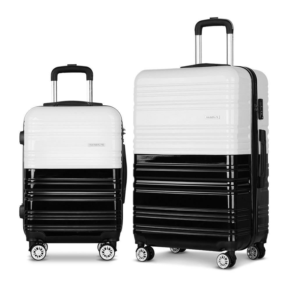 Stylish Wanderlite Black & White Lightweight Hard Shell Luggage Duo