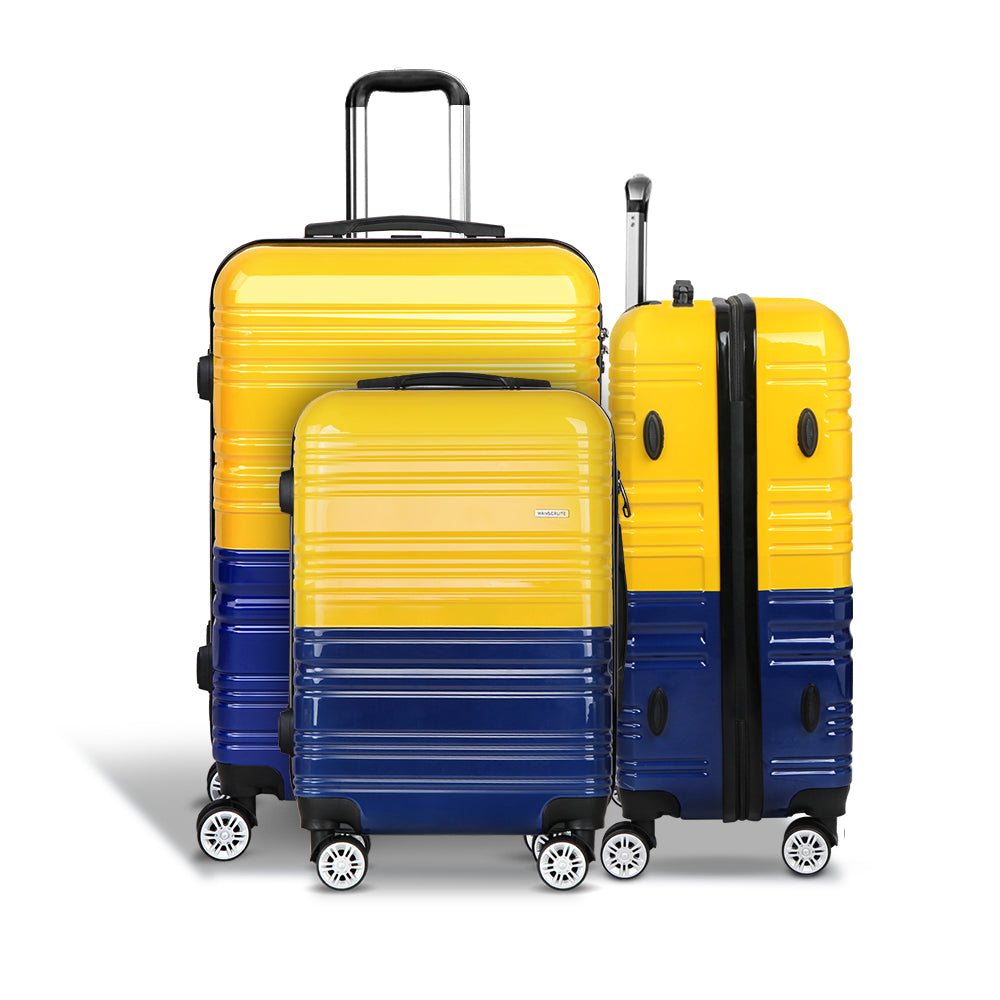 Wanderlite 3-Piece Lightweight Hard Shell Travel Set in Vibrant Yellow and Navy