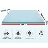 Giselle Cool Gel Memory Foam Mattress Topper with Bamboo Cover - 5cm Double Size - Side View