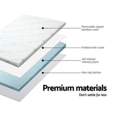 Giselle Cool Gel Memory Foam Mattress Topper with Bamboo Cover - 5cm Double Size - 45-Degree Angle