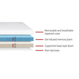 Queen Size Dual Layer Gel-Infused Memory Foam Mattress Topper