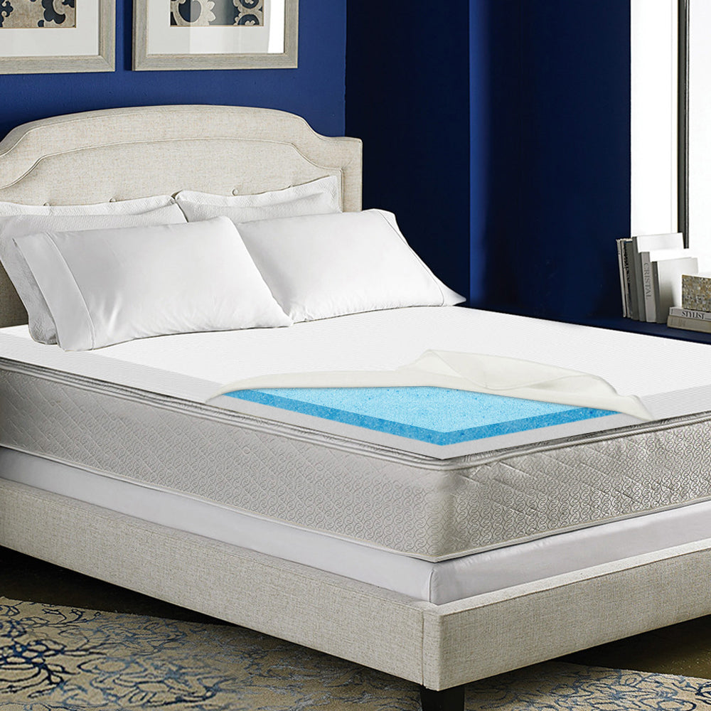 Queen Size Dual Layer Gel-Infused Memory Foam Mattress Topper