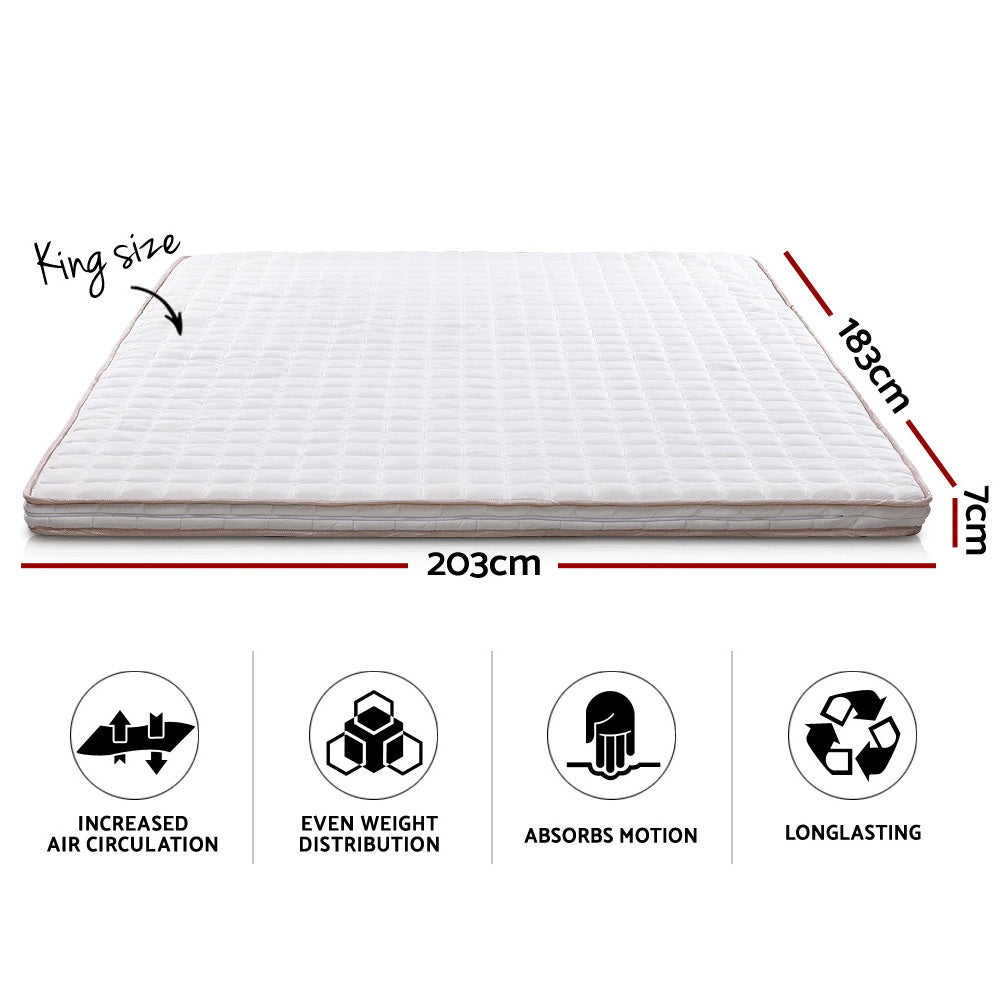 Giselle Bedding Luxurious 7cm King Memory Foam Mattress Topper with Cover