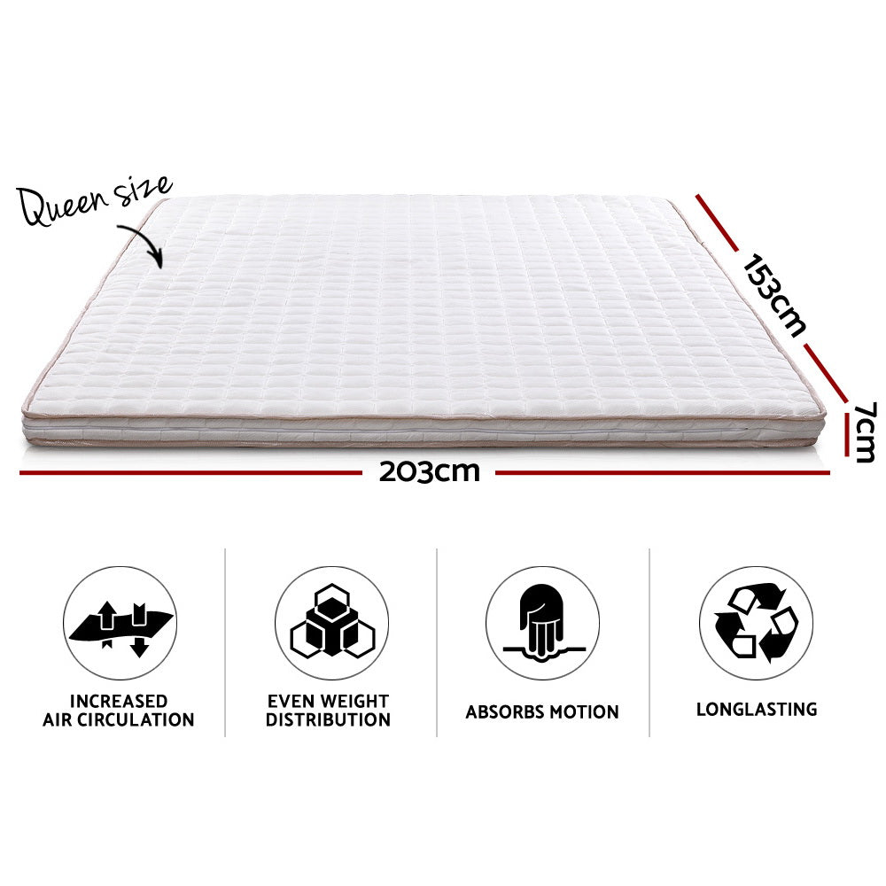 Giselle Bedding Queen 7cm Luxury Memory Foam Mattress Topper with Removable Cover