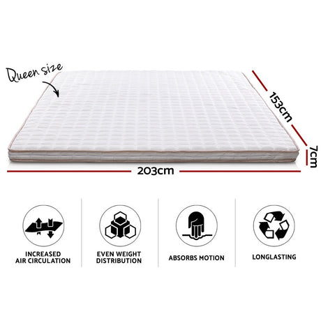 Giselle Bedding Queen 7cm Luxury Memory Foam Mattress Topper with Removable Cover