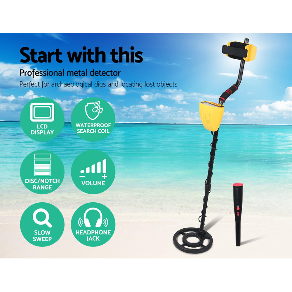 High-Sensitivity LCD Metal Detector & Pinpointer for Treasure Hunting - Waterproof, Adjustable, and Lightweight