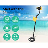 Yellow LCD Metal Detector with Headphones for Beach and Treasure Hunting