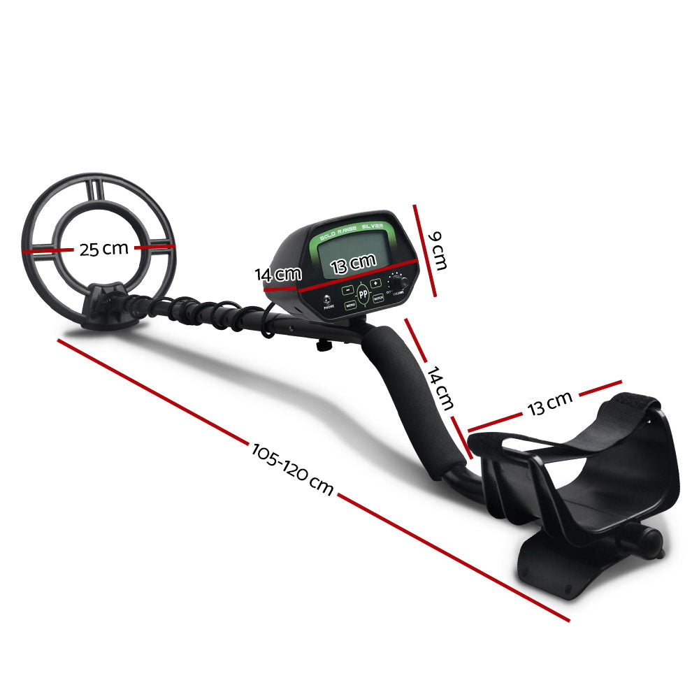 Black LCD Metal Detector with Headphones - Waterproof and Adjustable