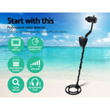 Black LCD Metal Detector with Headphones - Waterproof and Adjustable