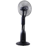 Devanti Hybrid Mist Pedestal Fan with Timer & Remote Control - 5-Blade Cooling Fan in Black - Front View