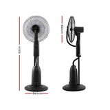 Devanti Hybrid Mist Pedestal Fan with Timer & Remote Control - 5-Blade Cooling Fan in Black