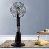 Devanti Hybrid Mist Pedestal Fan with Timer & Remote Control - 5-Blade Cooling Fan in Black