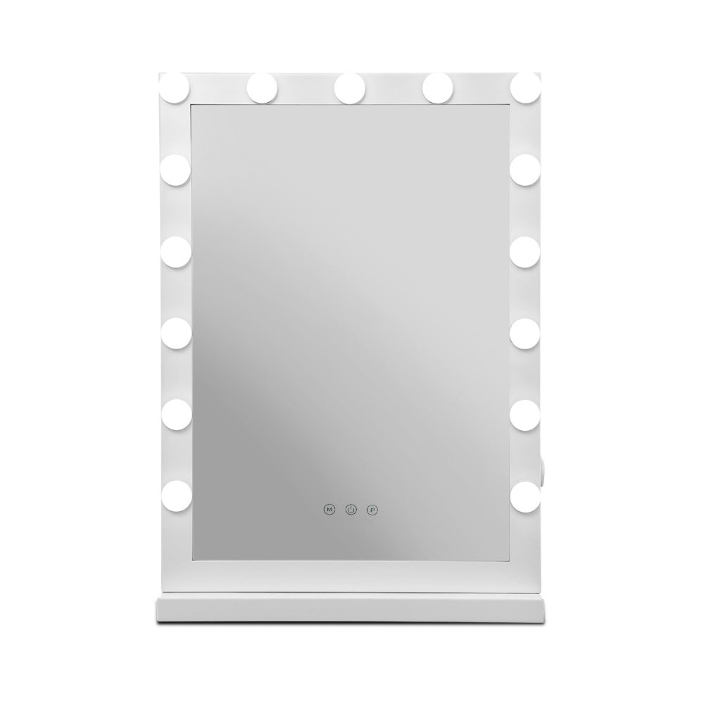 GlamourGlow Illuminated Makeup Mirror with 15 LED Bulbs and Adjustable Brightness