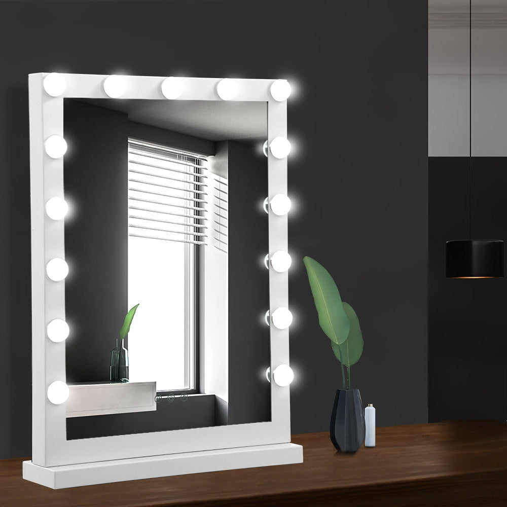 GlamourGlow Illuminated Makeup Mirror with 15 LED Bulbs and Adjustable Brightness