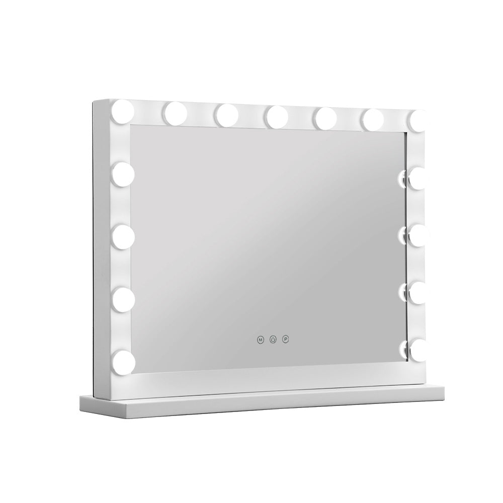 Hollywood Glam LED Makeup Mirror with 15 Adjustable Lights - 58cm x 46cm White Vanity Mirror