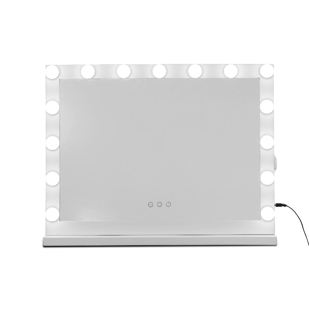 Hollywood Glam LED Makeup Mirror with 15 Adjustable Lights - 58cm x 46cm White Vanity Mirror