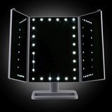 Illuminated Tri-Fold Cosmetic Mirror with Touch Control - Top-Down View