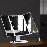 Illuminated Tri-Fold Cosmetic Mirror with Touch Control - Close-Up Angle