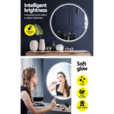 Illuminated 50CM Round Bathroom LED Wall Mirror with Anti-Fog Feature - 45-Degree Angle