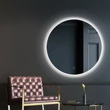 Illuminated 50CM Round Bathroom LED Wall Mirror with Anti-Fog Feature - Close-Up Angle