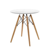 Retro White Round Dining Table for 4 - 60cm Cafe Kitchen Timber MDF