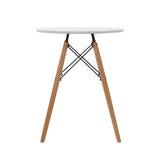 Retro White Round Dining Table for 4 - 60cm Cafe Kitchen Timber MDF