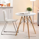 Retro White Round Dining Table for 4 - 60cm Cafe Kitchen Timber MDF