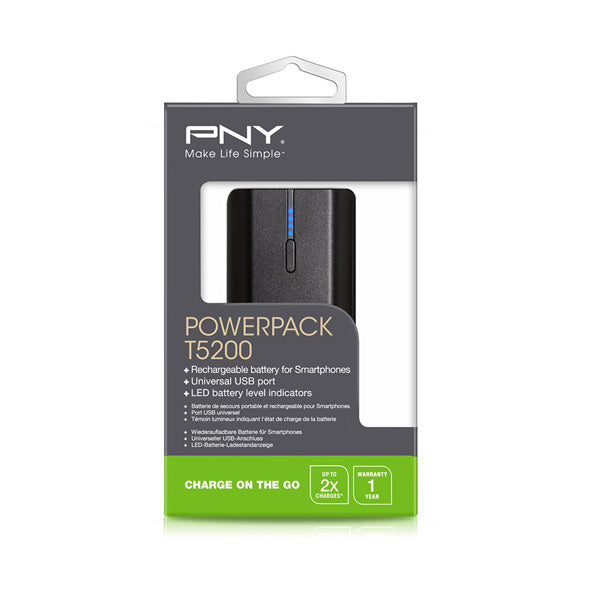 PNY PowerPack T2600 - 2600mAh Slim Universal Power Bank