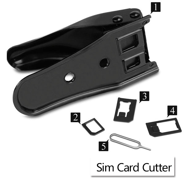 SIM Card Cutter & Adapter Set with Eject Pin - Precision Cutting Tool for Standard, Micro, and Nano SIMs