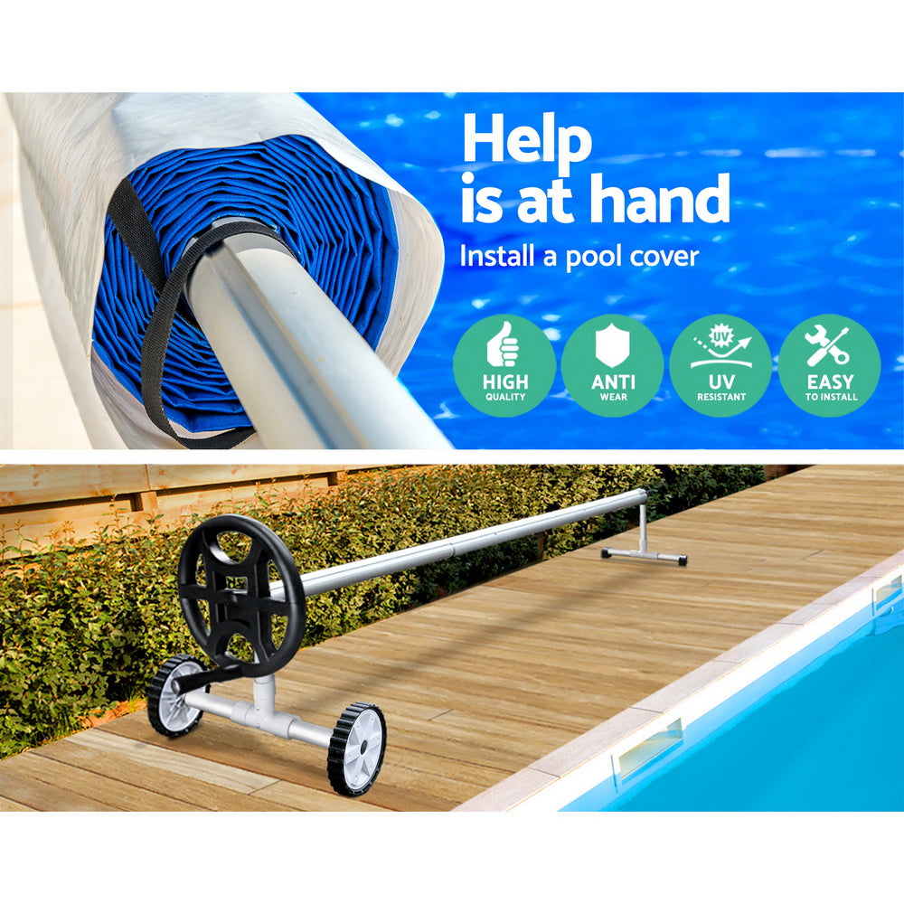 Adjustable Aluminium Pool Cover Roller with Non-Slip Wheel Design and Solar Thermal Blanket Compatibility