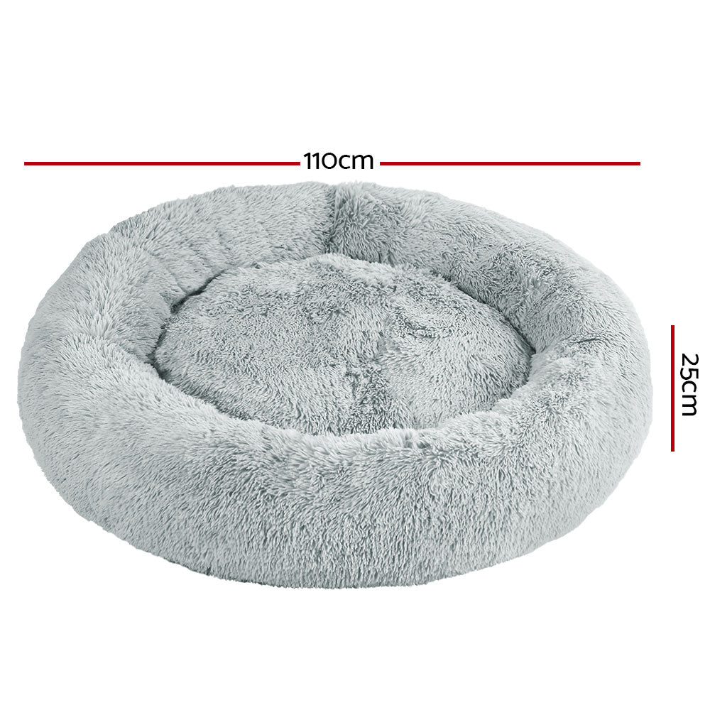 i.Pet Extra Large Light Grey Pet Bed for Dogs and Cats - 110cm Comfort Zone