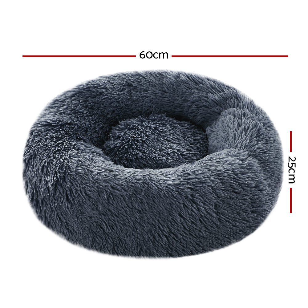 Cozy Cave Calming Pet Bed for Dogs and Cats - Small 60cm Dark Grey, Washable & Non-Slip